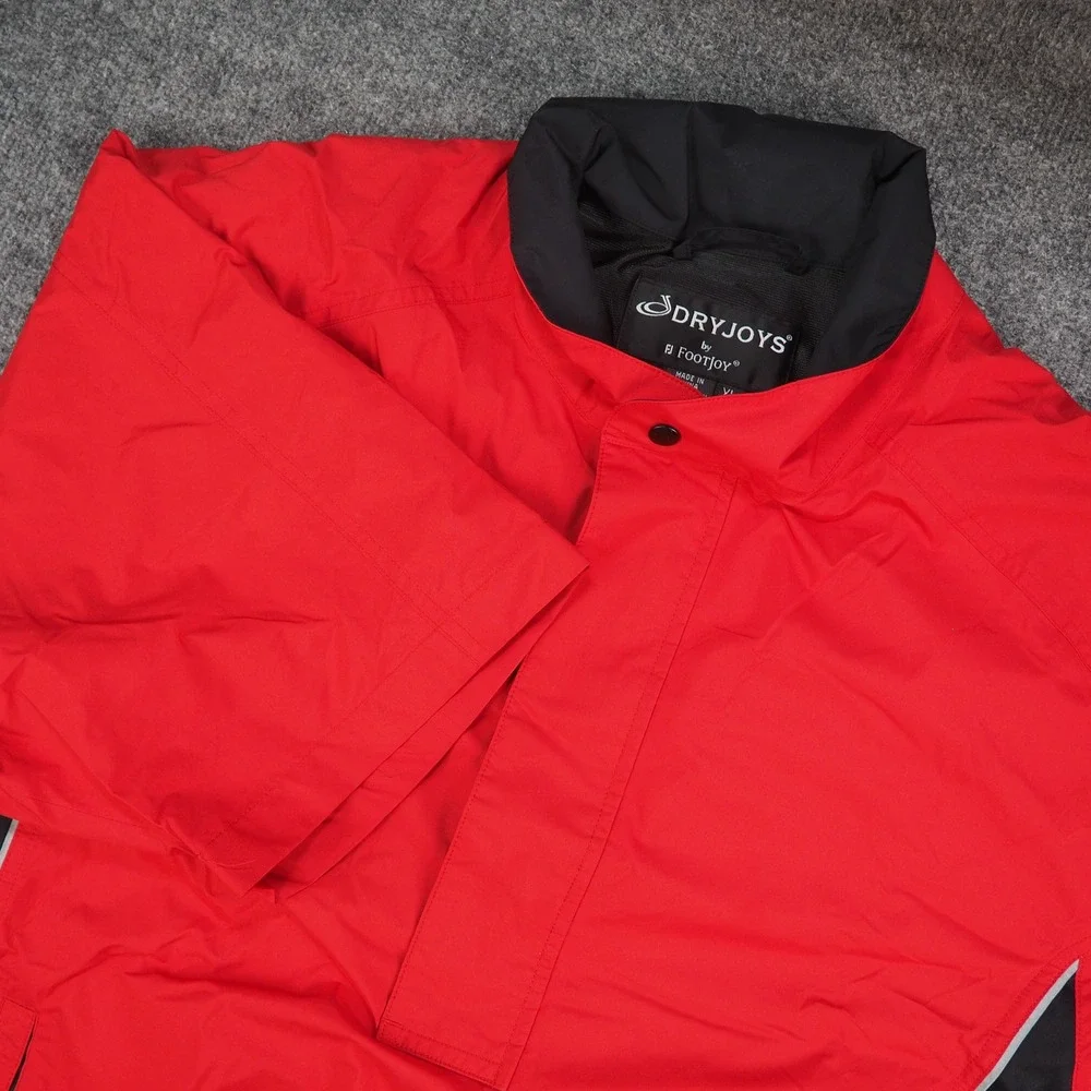 FootJoy DryJoys Mens XL Short Sleeve Pullover Red Black Golf Wind Shirt